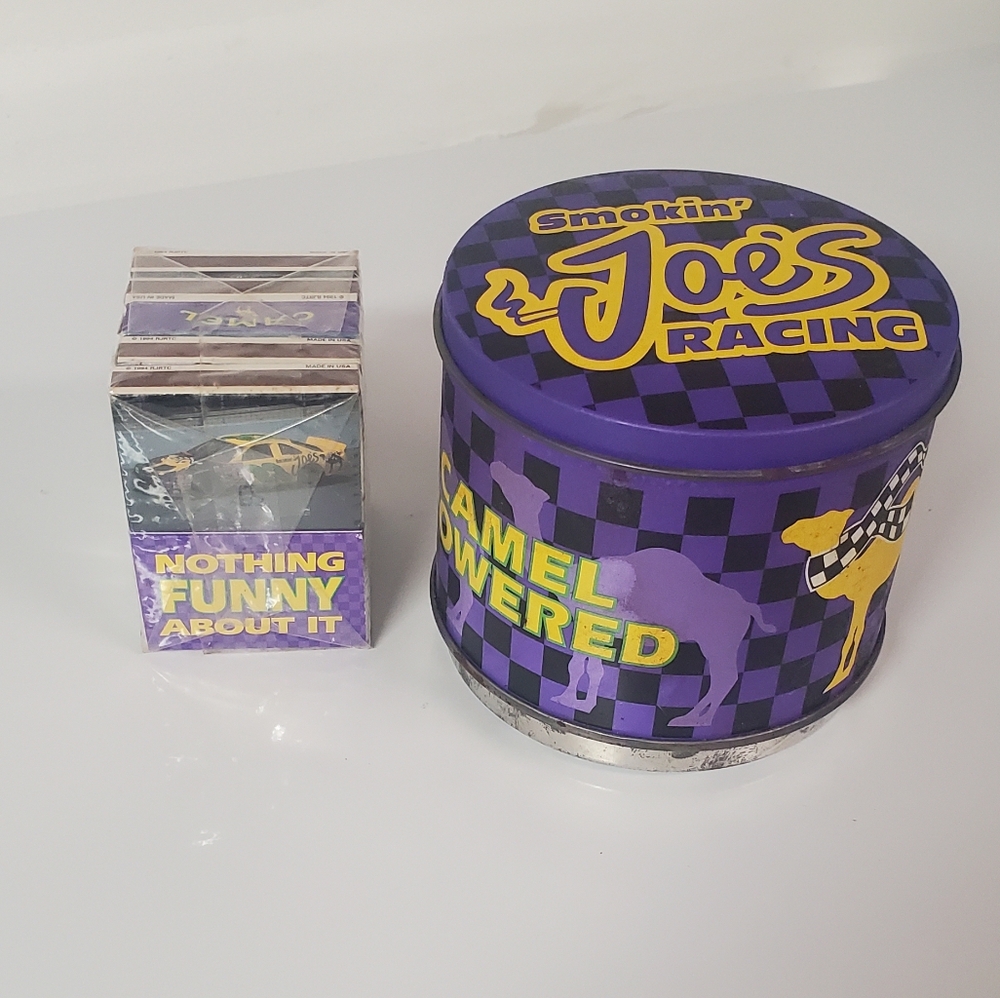 Smoking Joe Camel 1990s Racing Tin With Sealed Matches And Ash Tray